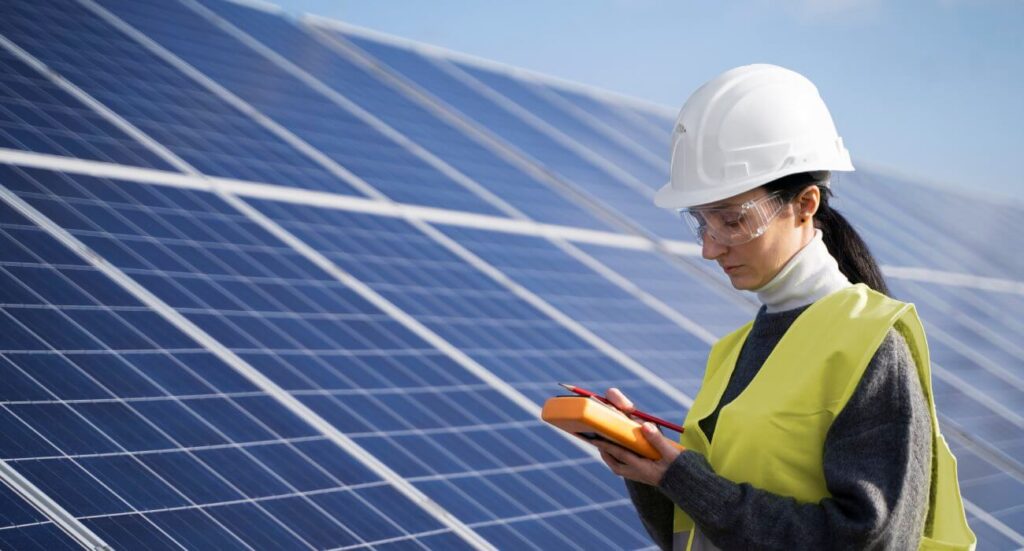 Falco Solar engineer during an installation